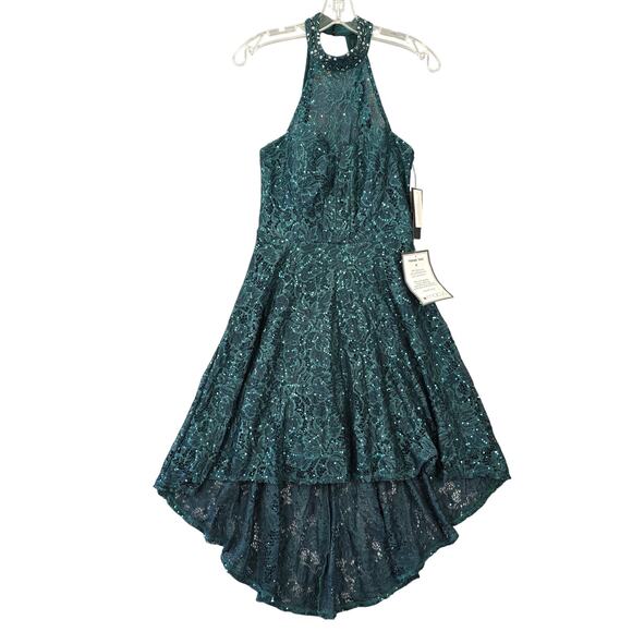 City Studio Green Formal Maxi Dress NEW Sequins Sleeveless Womens Size 5 Juniors - Picture 1 of 15